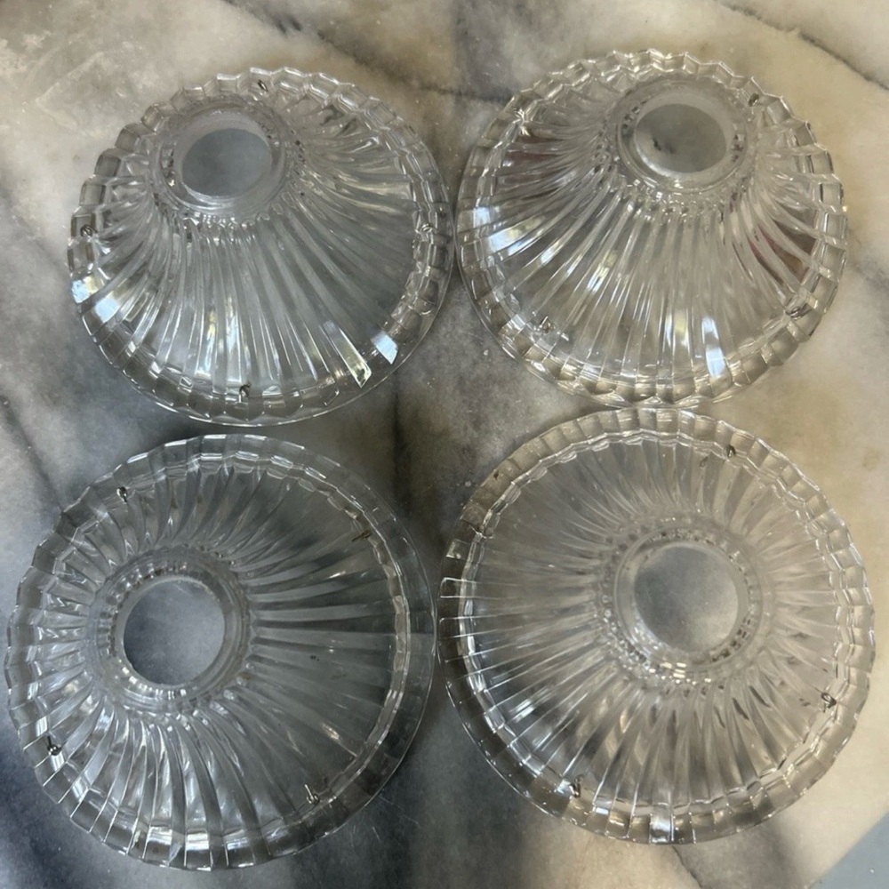 4 Fitter Holophane Press 1”Embossed Glass 5” Shades - Ribbed Design set